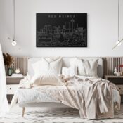 Des Moines Skyline Canvas Art Print - Bed Room - Dark