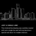Detroit Skyline One Line Drawing Art - Dark