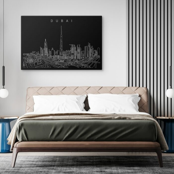 Dubai Skyline Canvas Art Print - Bed Room - Dark