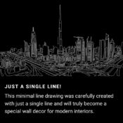 Dubai Skyline One Line Drawing Art - Dark