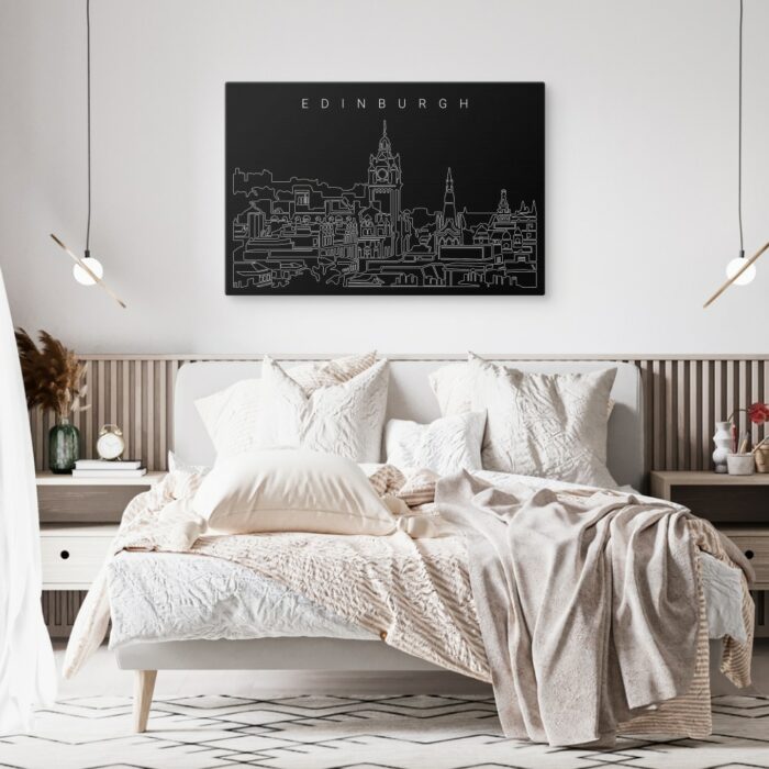 Edinburgh Skyline Canvas Art Print - Bed Room - Dark