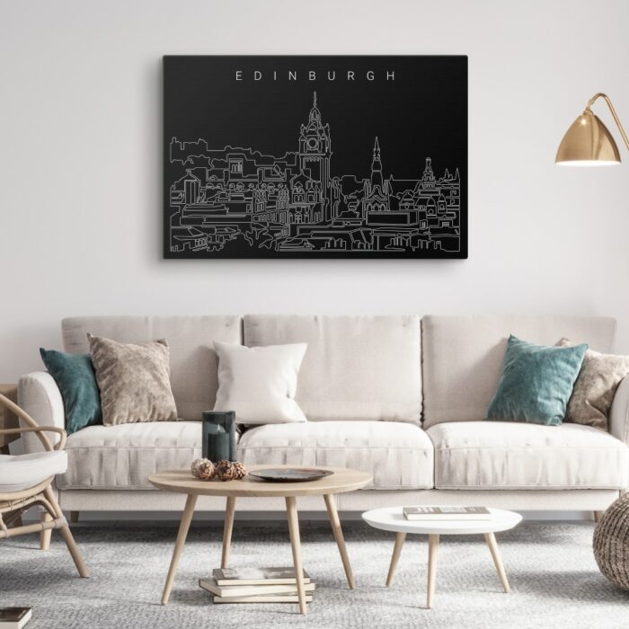 Edinburgh Skyline Canvas Art Print - Living Room - Dark
