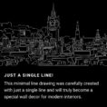 Edinburgh Skyline One Line Drawing Art - Dark