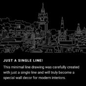 Edinburgh Skyline One Line Drawing Art - Dark