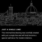 Florence Italy Skyline One Line Drawing Art - Dark