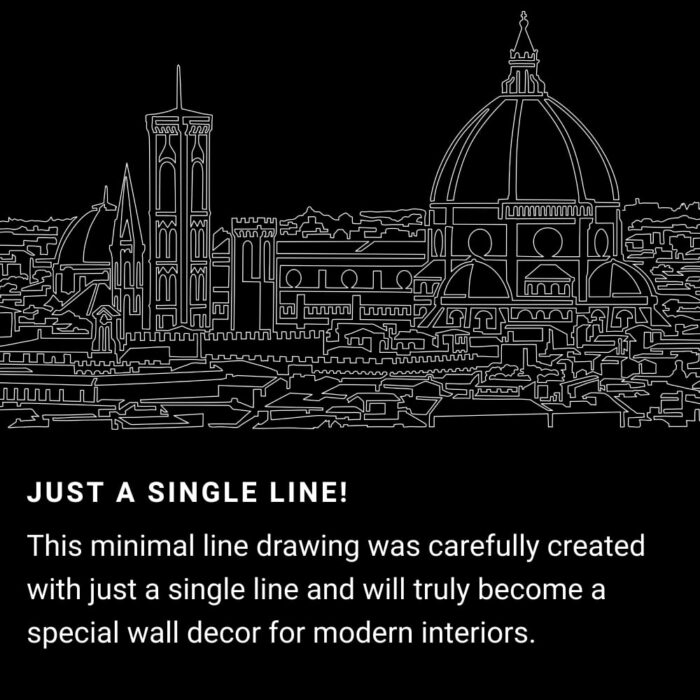 Florence Italy Skyline One Line Drawing Art - Dark