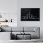 Framed Detroit Wall Art for Living Room - Dark