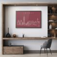 Framed London Skyline Wall Art for Home Office - Dark