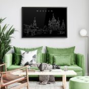 Framed Moscow Skyline Wall Art for Living Room - Dark