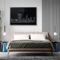 Framed Perth Skyline Wall Art for Bed Room - Dark
