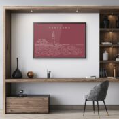Framed Portland Maine Wall Art for Home Office - Dark