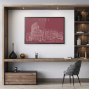 Framed Rome Italy Wall Art for Home Office - Dark