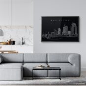 Framed San Diego Wall Art for Living Room - Dark