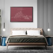 Framed Sydney Opera House Wall Art for Bed Room - Dark