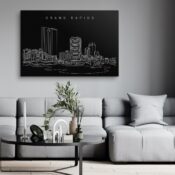 Grand Rapids Skyline Canvas Art Print - Living Room - Dark