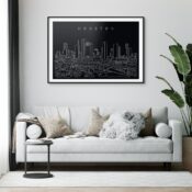 Houston TX Skyline Art Print for Living Room - Dark