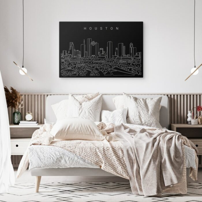 Houston TX Skyline Canvas Art Print - Bed Room - Dark