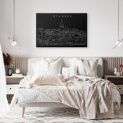 Istanbul Skyline Canvas Art Print - Bed Room - Dark