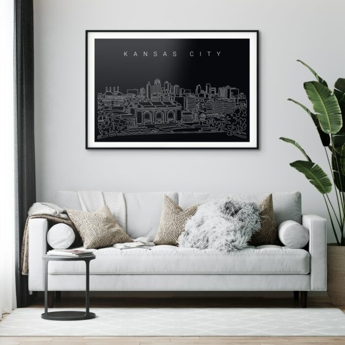 Kansas City Skyline Art Print for Living Room - Dark
