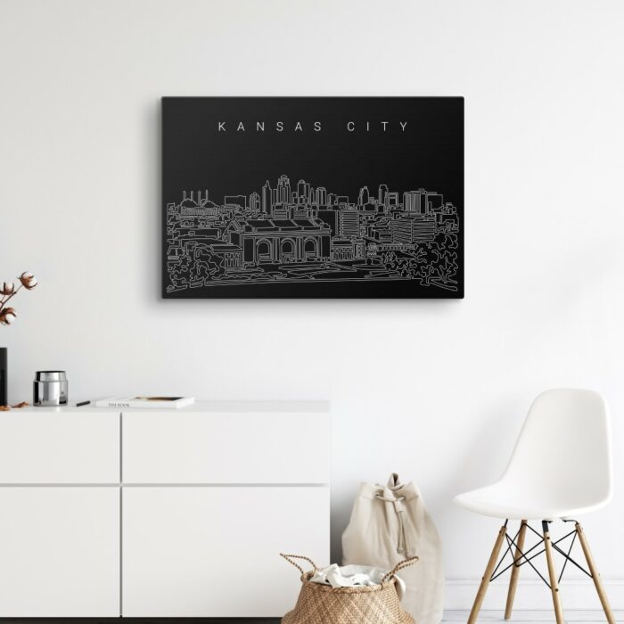 Kansas City Skyline Canvas Art Print - Hallway - Dark