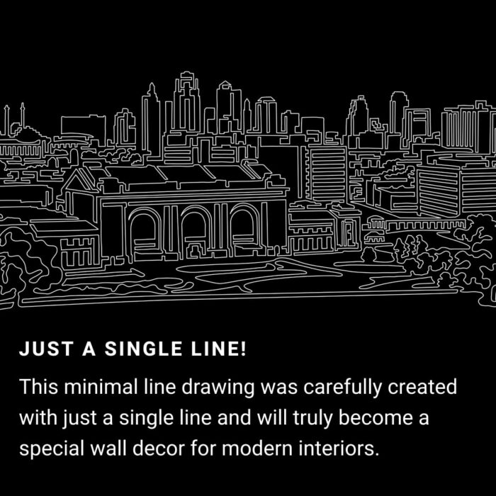 Kansas City skyline One Line Drawing Art - Dark