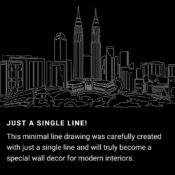 Kuala Lumpur Skyline One Line Drawing Art - Dark