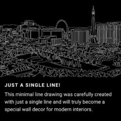 Las Vegas skyline One Line Drawing Art - Dark