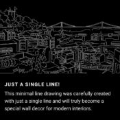 Lisbon Skyline One Line Drawing Art - Dark