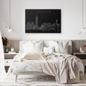 London Skyline Canvas Art Print - Bed Room - Dark