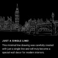 London Skyline One Line Drawing Art - Dark