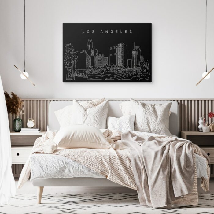 Los Angeles Skyline Canvas Art Print - Bed Room - Dark