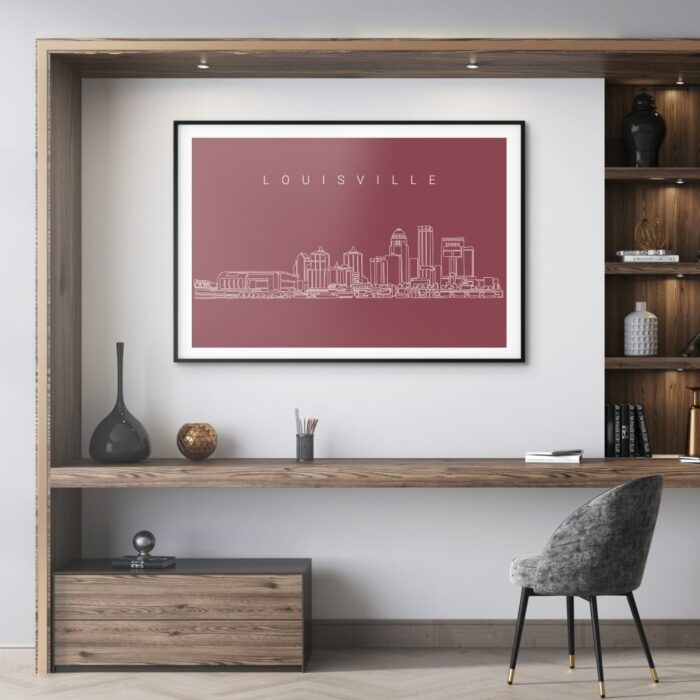 Louisville Skyline Art Print for Home Office - Dark
