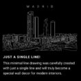 Madrid Skyline One Line Drawing Art - Dark