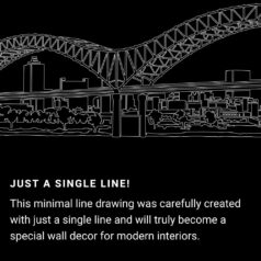 Memphis Skyline One Line Drawing Art - Dark
