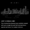 Miami Skyline One Line Drawing Art - Dark