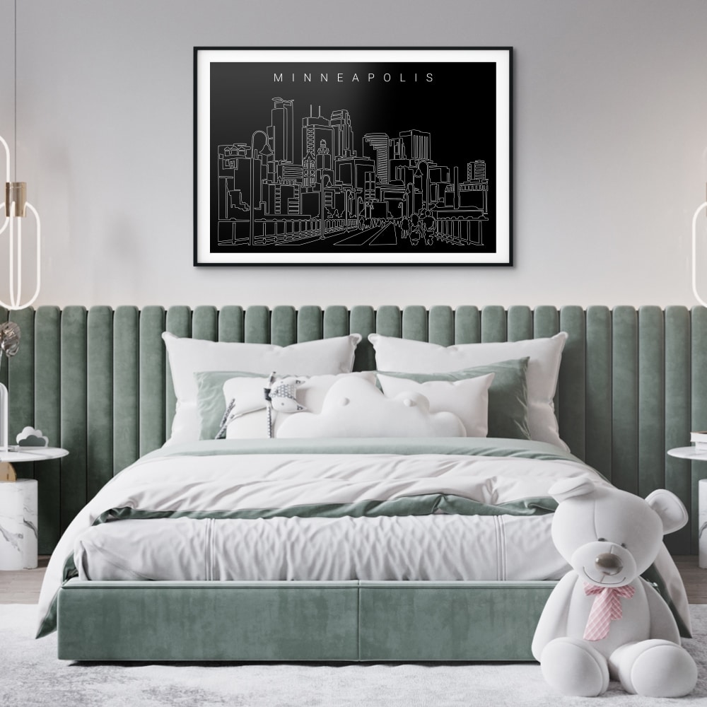 Minneapolis Skyline Art Print for Bedroom - Dark