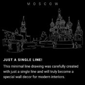 Moscow Skyline One Line Drawing Art - Dark