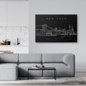 NYC Brooklyn Bridge Canvas Art Print - Living Room - Dark