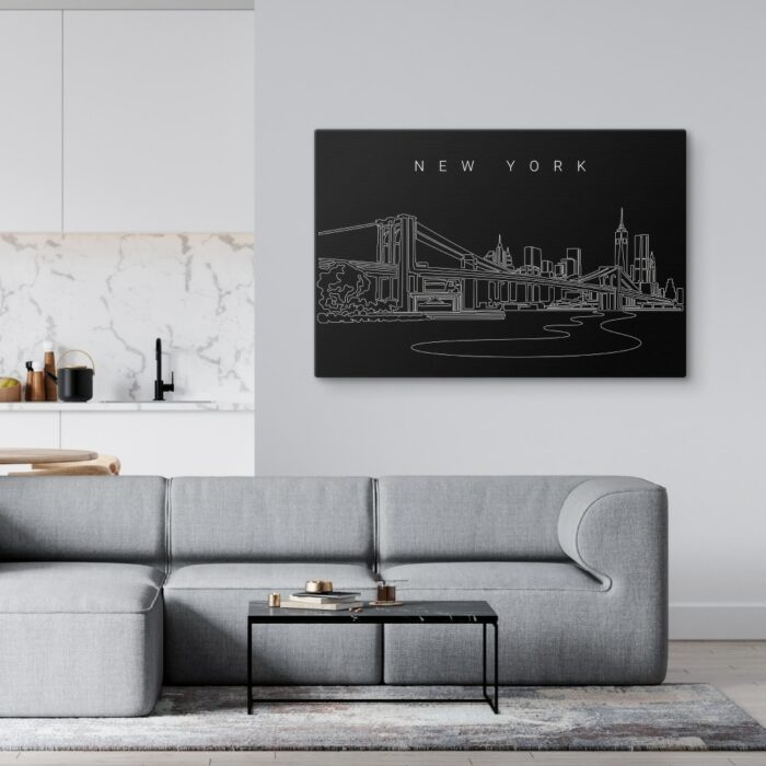 NYC Brooklyn Bridge Canvas Art Print - Living Room - Dark