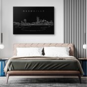 Nashville Skyline Canvas Art Print - Bed Room - Dark