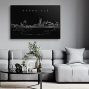 Nashville Skyline Canvas Art Print - Living Room - Dark