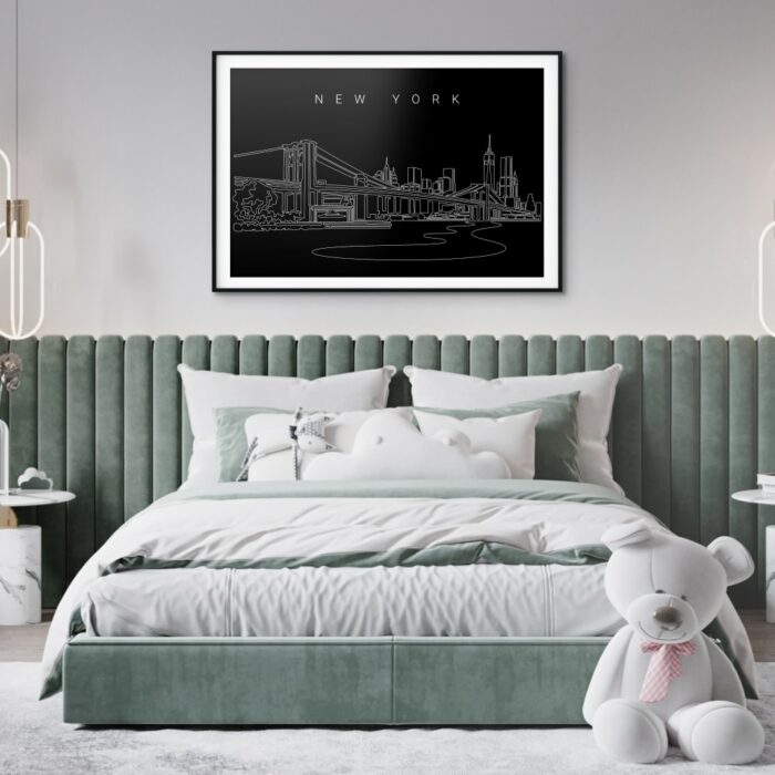 New York Brooklyn Bridge Art Print for Bedroom - Dark