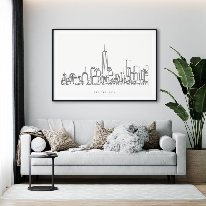New York City Skyline Art Print for Living Room - Dark