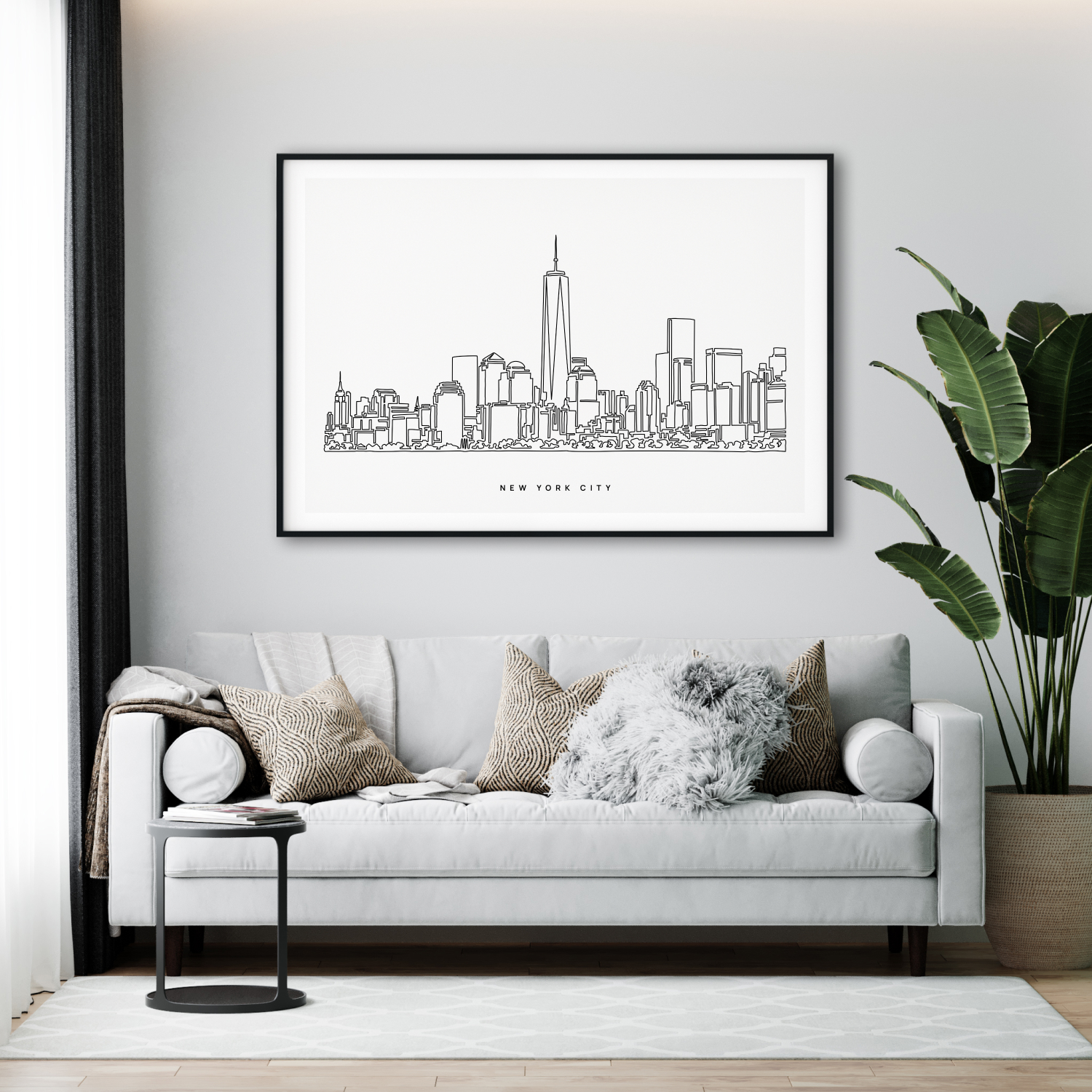 New York City Skyline Art Print for Living Room Dark