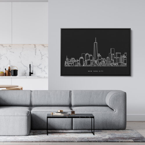 New York City Skyline Canvas Art Print Living Room Dark
