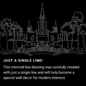 Oakland Temple One Line Drawing Art - Dark