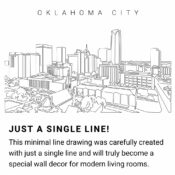Oklahoma City Skyline Continuous Line Drawing Art Work