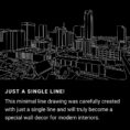 Oklahoma City Skyline One Line Drawing Art - Dark
