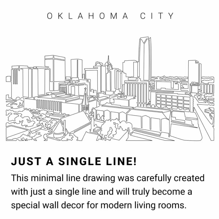 Oklahoma City Skyline One Line Drawing Art Work