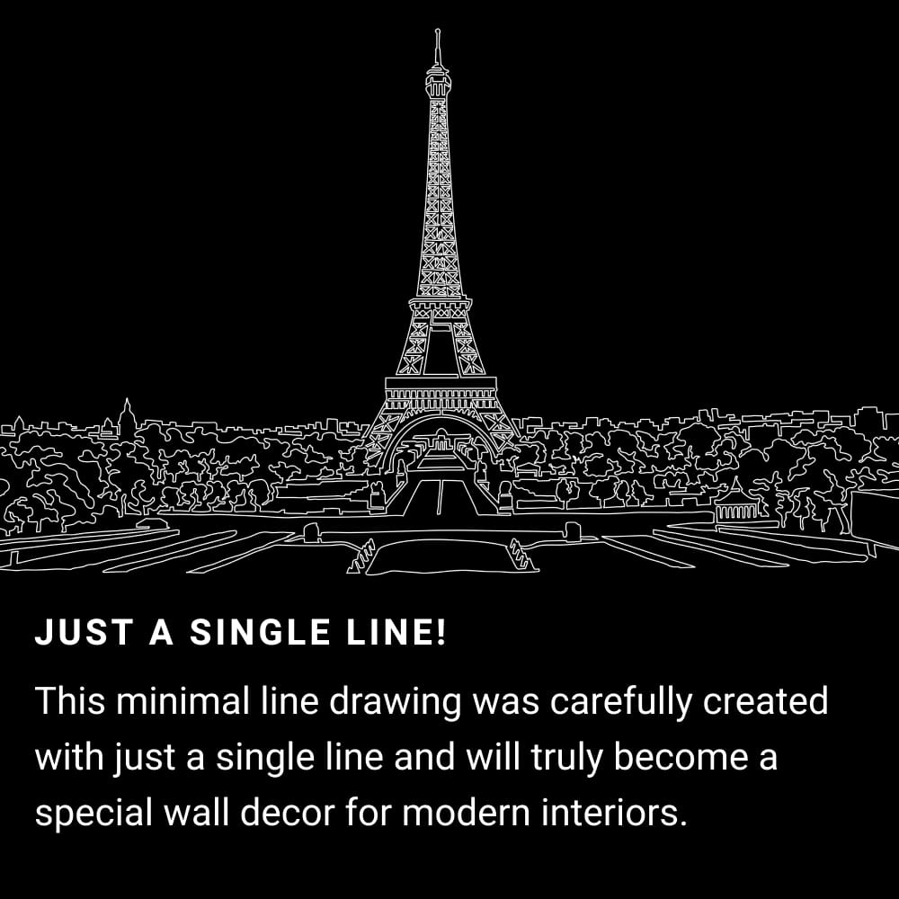 Paris One Line Drawing Art - Dark